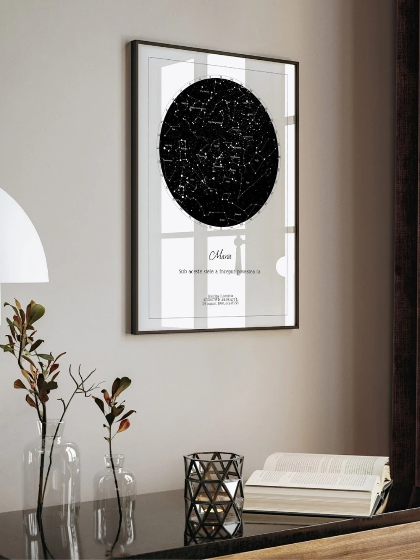 Tablou premium cu harta stelelor, un cadou de neuitat.